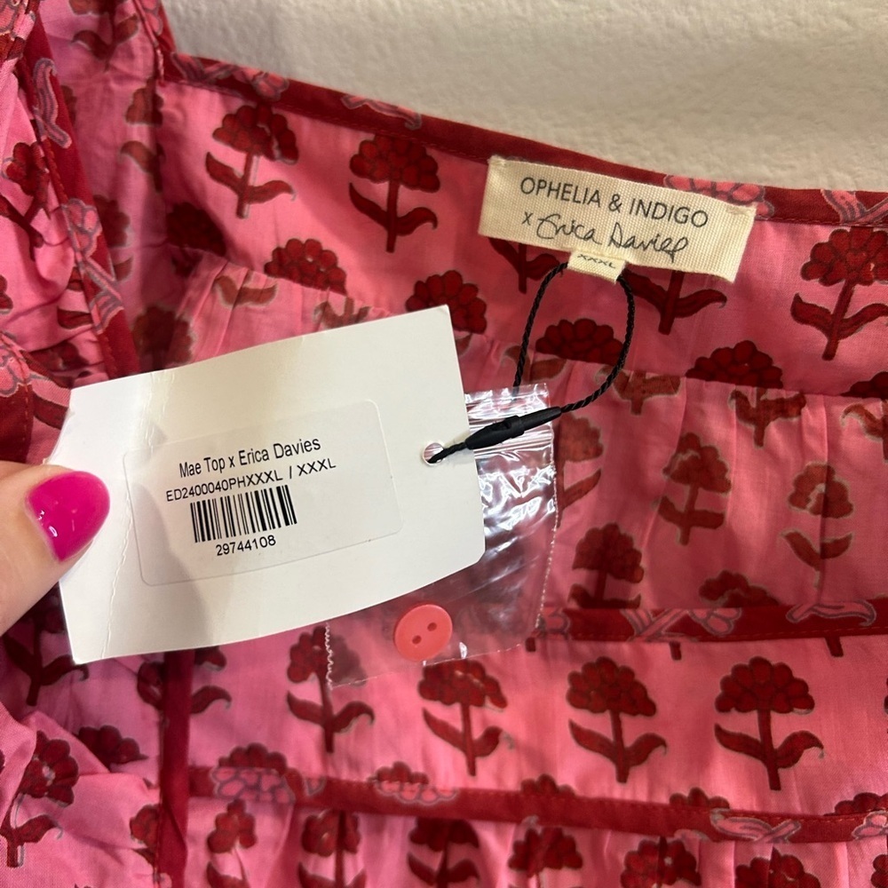 NWT Ophelia & Indigo x Erica Davies Pink Mae Top Size XXXL - Picture 3 of 10